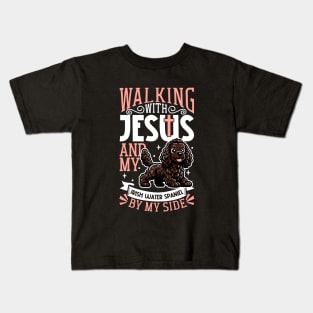 Jesus and dog - Irish Water Spaniel Kids T-Shirt